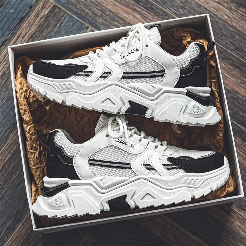 Pardavėjas Nauji vyriški masyvūs sportbačiai Storu padu Platforminiai vulkanizuoti batai Kvėpuojantys bėgimo bateliai vyrams Užmaunami laisvalaikio batai