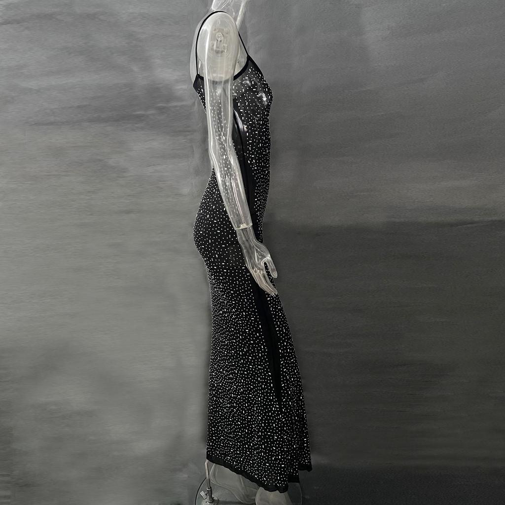 2025 Rochie de seară sirenă cu bretele spaghete cu strasuri