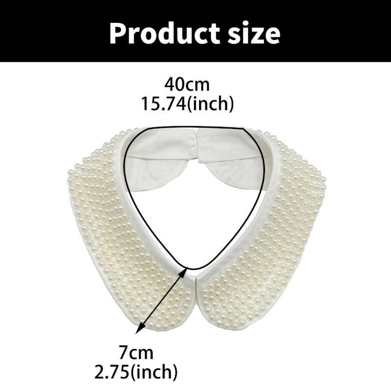 White Beaded Collar Elegant Detachable Sweater Collar Fashionable Women Collar for Event and Daily Wear