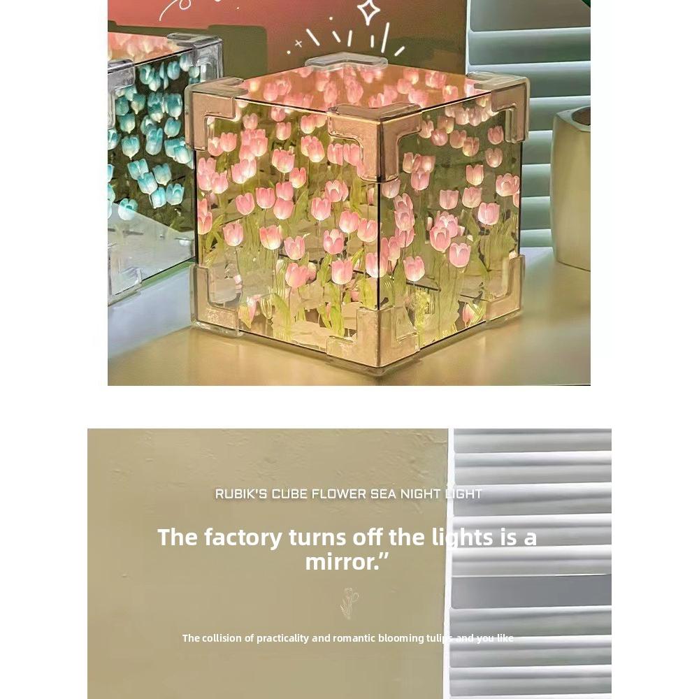 Tulip Night Light Girl Gift for Girlfriend DIY Material Handmade Flower Sea
