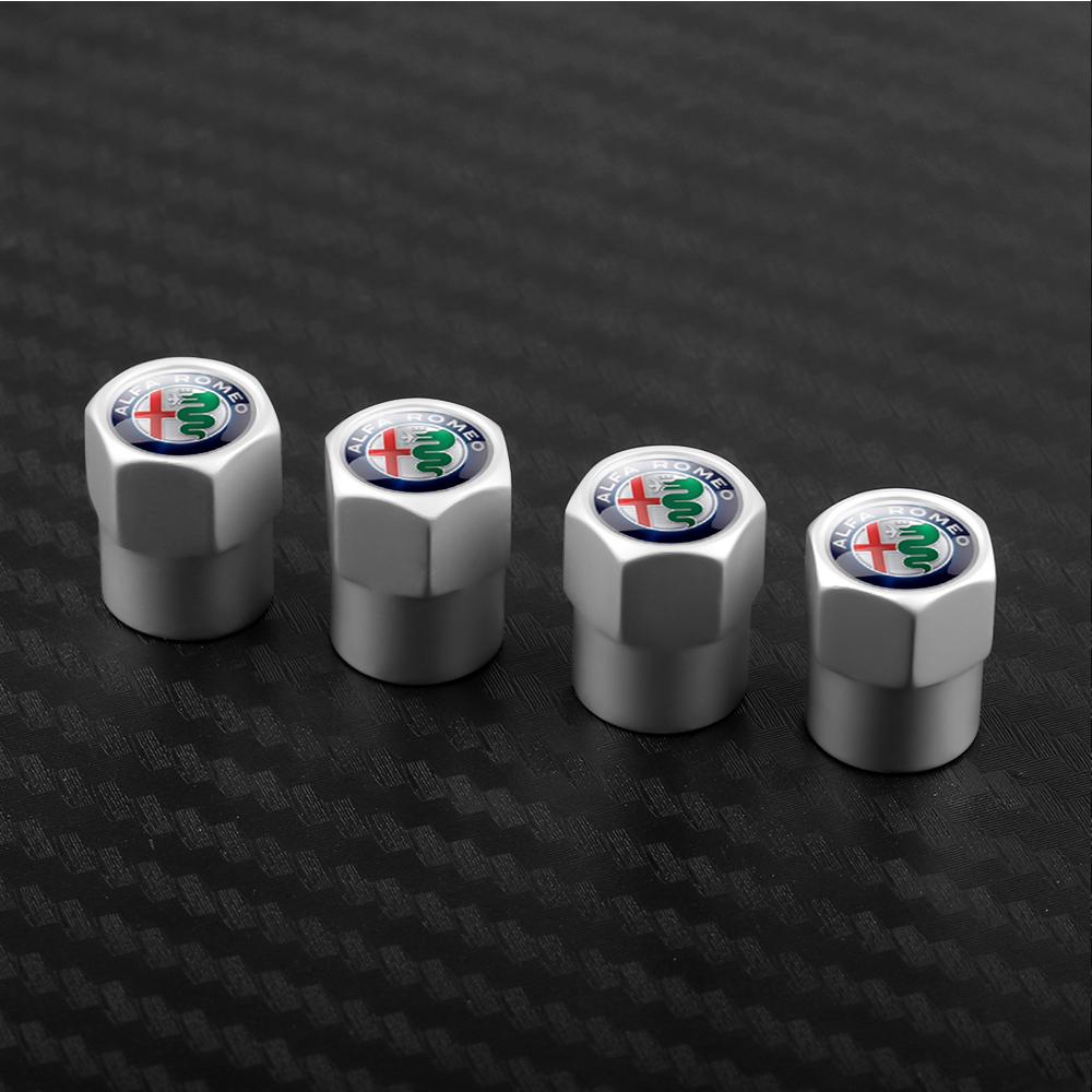 ZHA3 Aluminum Car Wheel Tire Valve Cap Auto Tire Protection Caps For Alfa Romeo Giulia Stelvio Giulietta 4C 156 Mito Tonale GT 166