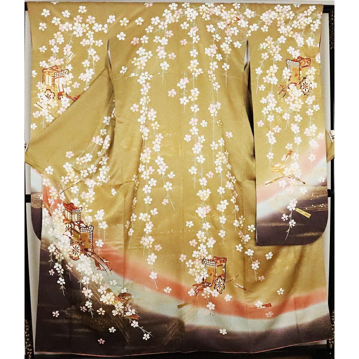 

[] FurisodePure silkWeeping cherry blossoms and Imperial car ki21894 [Good condition] Bulk purchase Limited stock Gift Cheap