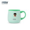 TYESO 355ml Double Wall Vacuum Insulated Mug with Ceramic Coating Inner One-Handed Open Lid Coffee Cup for Hot Cold Drinks with Coffee Sticker