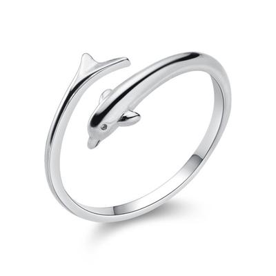 New Arrival  Tone Women Rings Chic Stylish All Match Ocean Series Small Fish Adjustable Index Finger Rings Jewelry Souvenir
