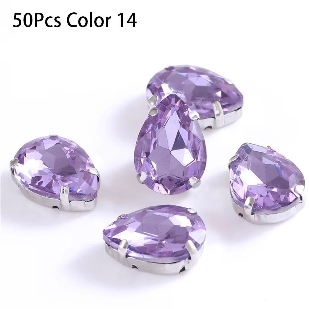 50Pcs/Pack Teardrop Shape Glitter Sewing Rhinestones Diamond Beads Ornament  For Needlework