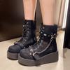 Platform Boots 2025 New Rivet Pendant Platform Short Boots Women's Fashion European and American Dark Punk Locomotive Boots