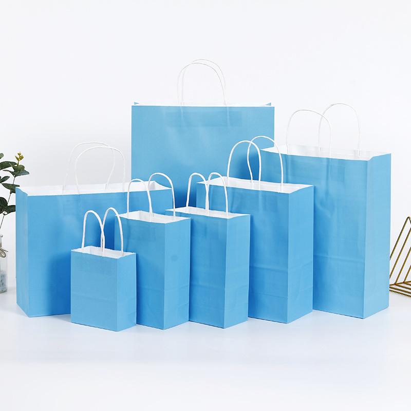 10 PCS/lot Gift Paper Bag with Handles Dark Color Festival Gift Bag Wedding Party Pure Dark Blue Craft Kraft Paper