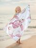 Minimalist ocean lifestyle printed beach towel-soft microfiber, quick drying, oversized fit beach towel, pink turtle beach towel