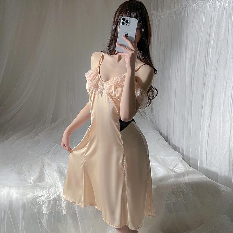 

Women s Sexy Lace Camisole Nightgown Set - U-neck Backless Design One Size