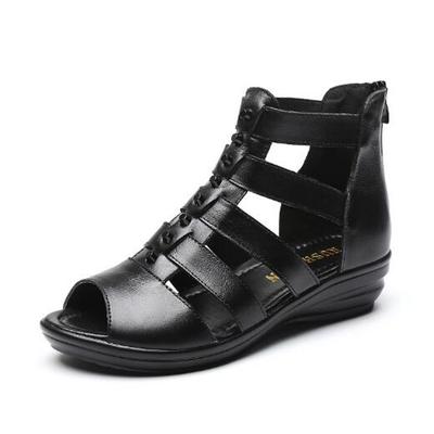 Sandali in Vera Pelle Donna Zeppe Sandali Gladiatore Donna Scarpe Estive Comode Sandali con Plateau da Donna Taglie Forti C298
