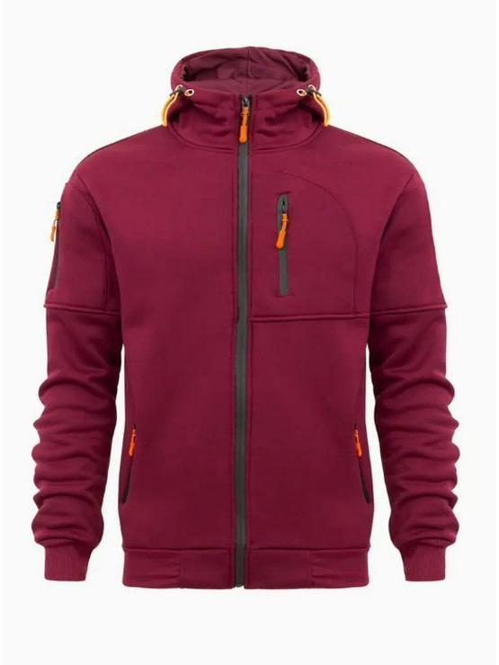Discount Market Heren Herfst/Winter Sport- en Fitnessvest met Capuchon en Rits op de Arm 3X Large wijnrode kleur