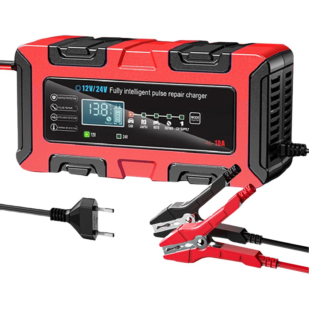 

10A 12V/24V Car and Motorcycle Battery Charging Unit Maintainer Trickle Charger for Auto Motorcycle Lead-Acid AGM GEL Batteries