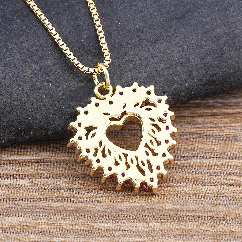 Charm Heart-Shaped Crystal Pendant Necklace Women's Fashion Copper Jewelry Gold Rhinestone Necklace Jewelry Party Gifts