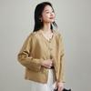 SOFSIL Women's Linen Blend Round Neck Short Jacket