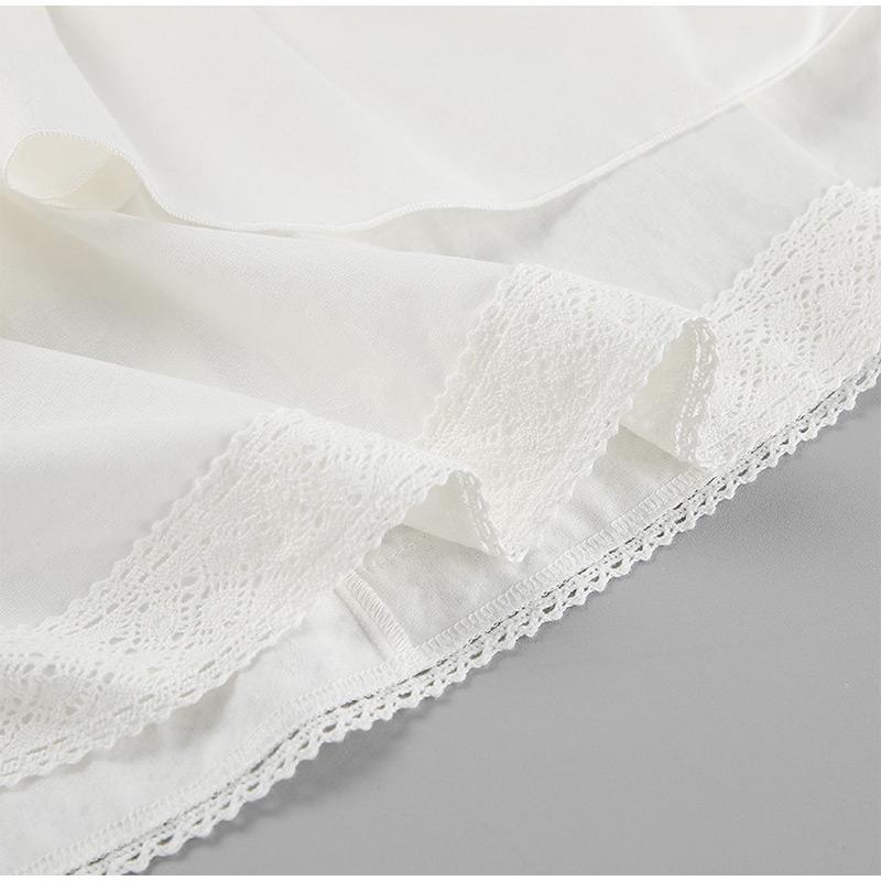 Summer Lace White Cotton and Linen Women's Suit Holiday Beach Suspender Square Neck Short Top + Mid Skirt Two-piece Set