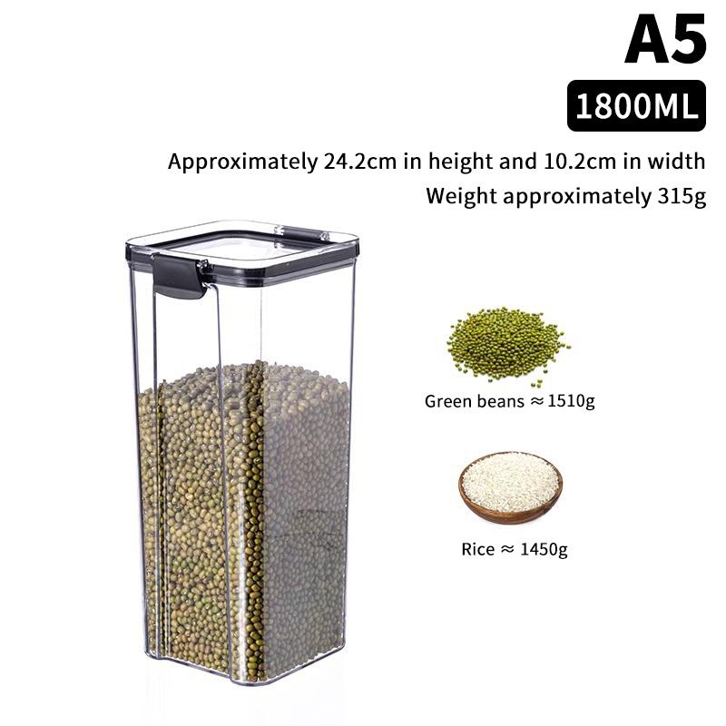 Vzduchotěsná plastová dóza na potraviny Průhledná na cereálie, bonbóny, sušené potraviny Nádoby do lednice Domácí kuchyně