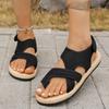 Fashion New Style Popular Fashion Women's Sandals Trend Anti-slip Wear Comfortable Matching Color Sole Pure Black Shoelace Flat Sandals