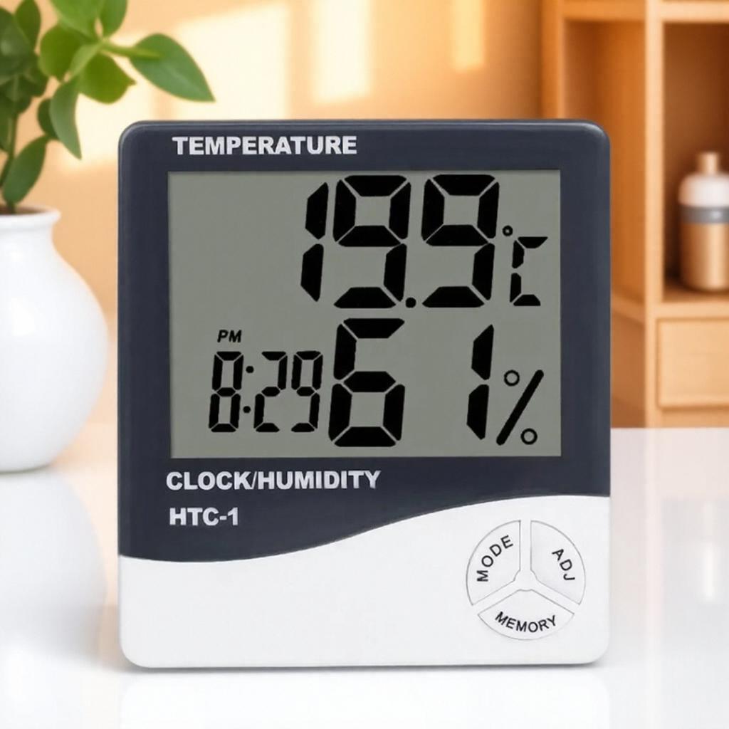 HTC-1/HTC-2 Digital Thermometer Hygrometer LCD Indoor Outdoor Weather Station Clock Temperature Humidity Monitor