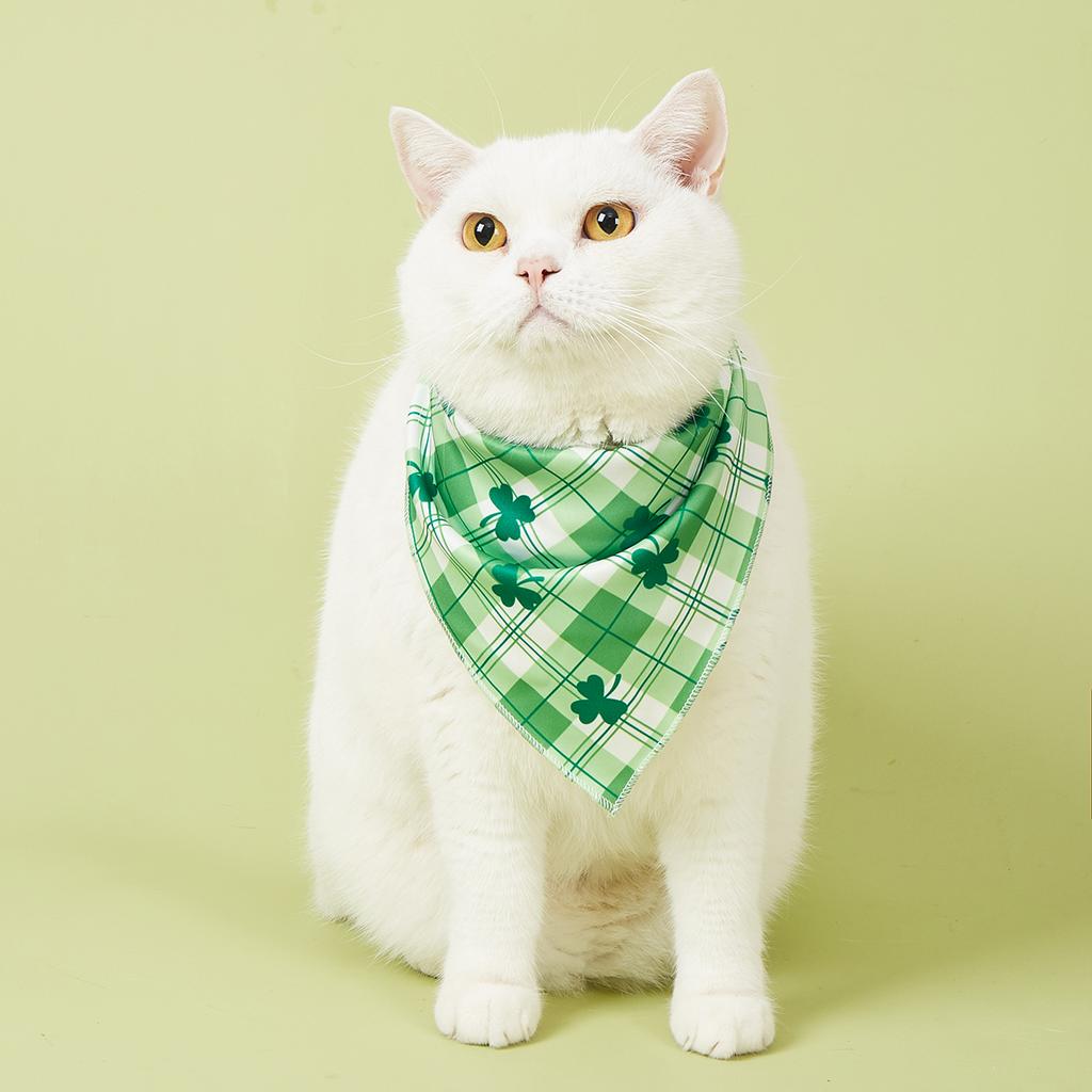 St. Patrick's Day Hund Katze Bandanas Klein Mittel Groß Kleeblätter Grün Dreieck Feiertag Karomuster Grüne Schals für Klein Mittel Groß Do