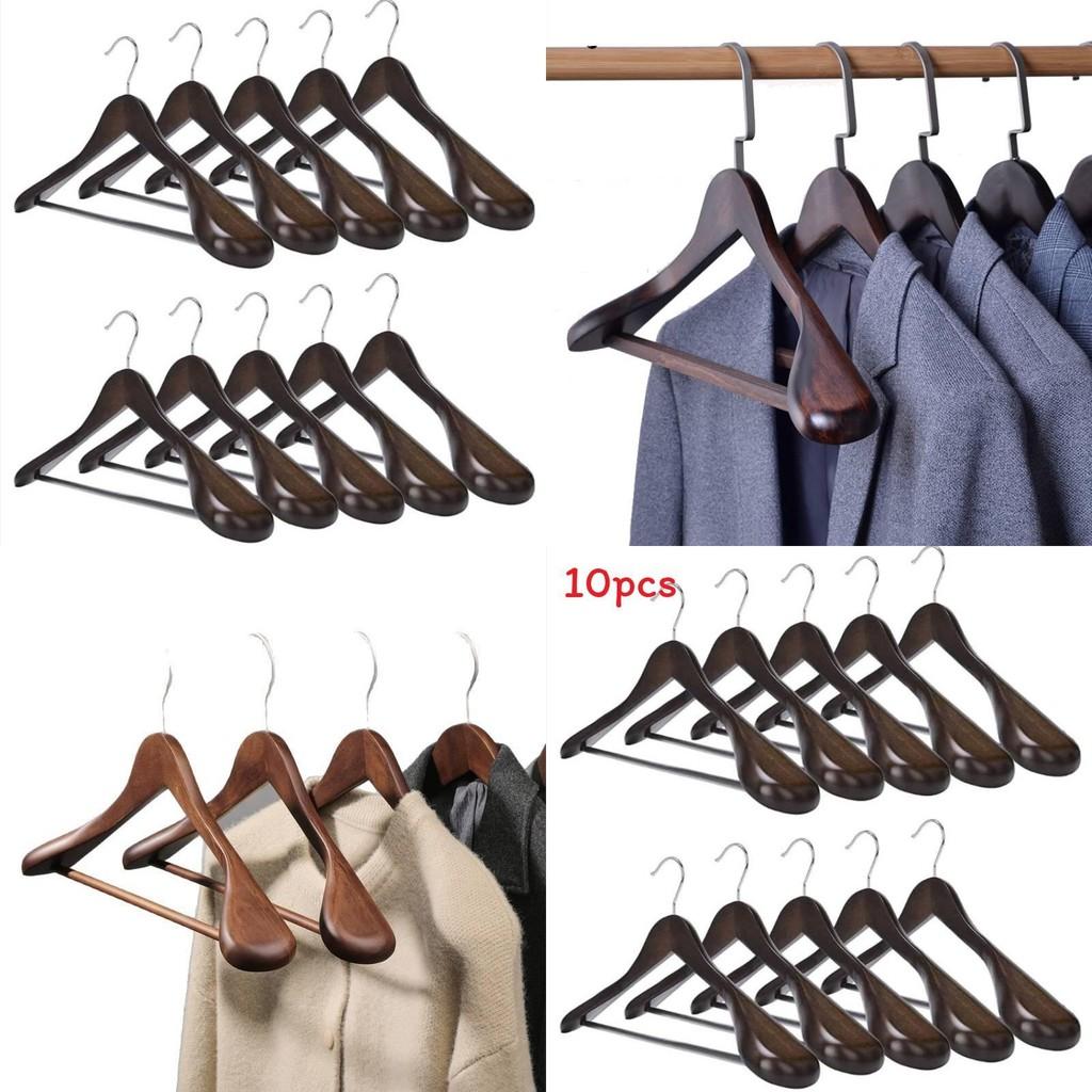 Wooden Clothes Hangers Set With Thickened Nonslip Design For Hotel And Closet Storage