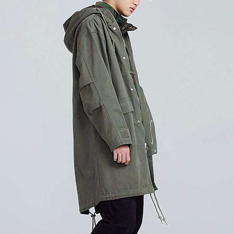 Vans Casual Sports Mid-Length Hooded Jacket Men Jackets Army-Green VN0A3QTUKCZ