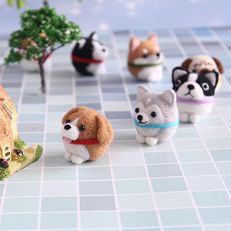 Non-Finished New Poke Wool Felt Handmade DIY Doll Teddy Small Animal Corgi Puppy Material Kit Plush Toy Desktop Ornament Gifts