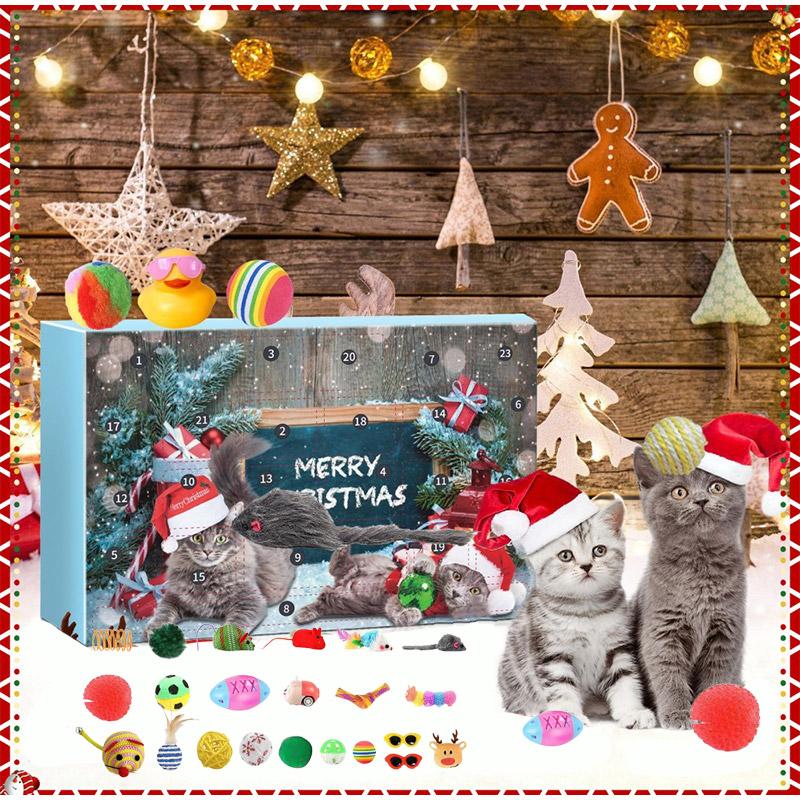 New Cat Intelligent Balls Advent Calendar 2025 Christmas Countdown Christmas Blind Box Teasing Interact Cat Toys Pet Supplies
