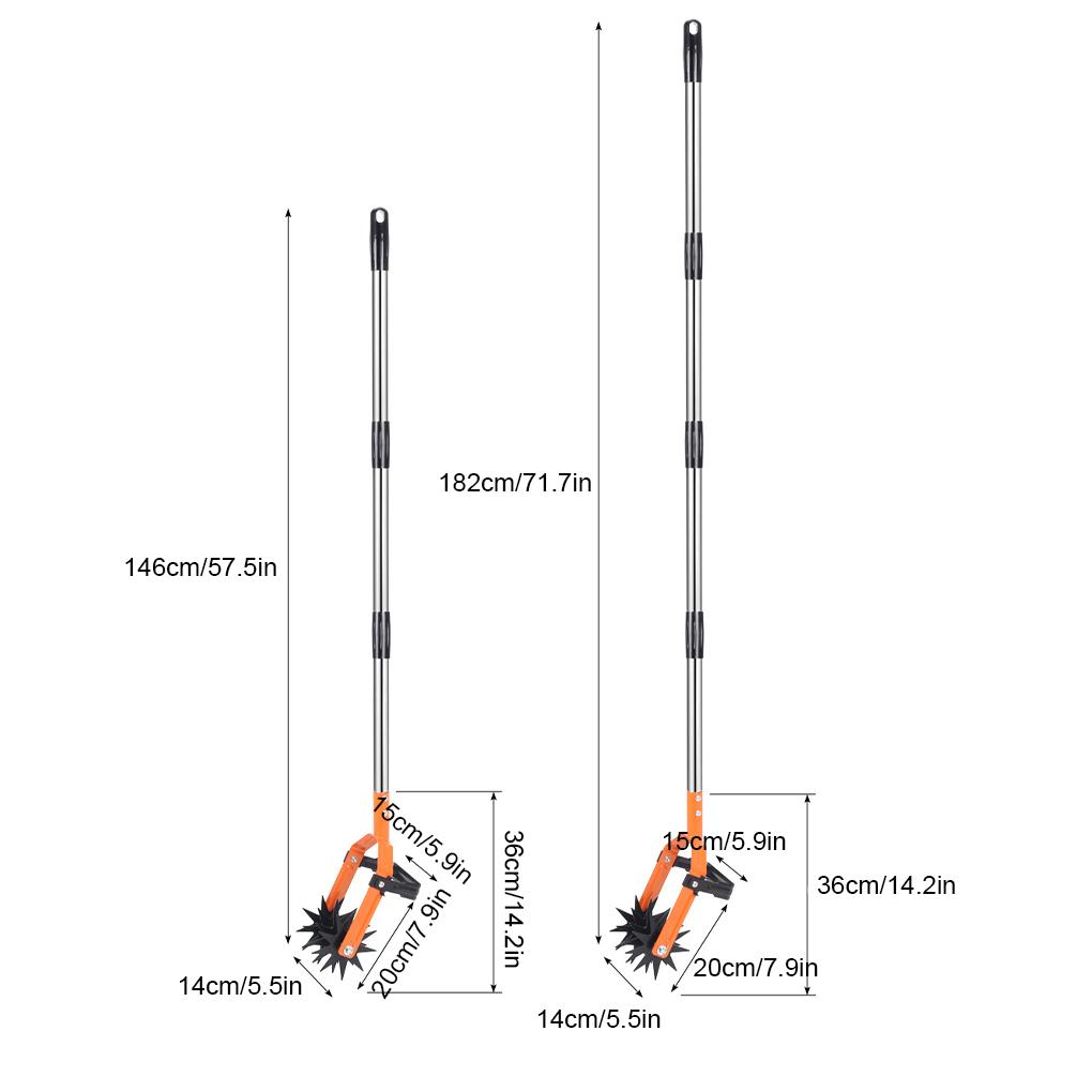 Rotary Cultivator Garden Lawn Ripper,Adjustable Gardening Rotary Tiller and Hand-Held Garden Cultivator Tool Soil Plowing Tool