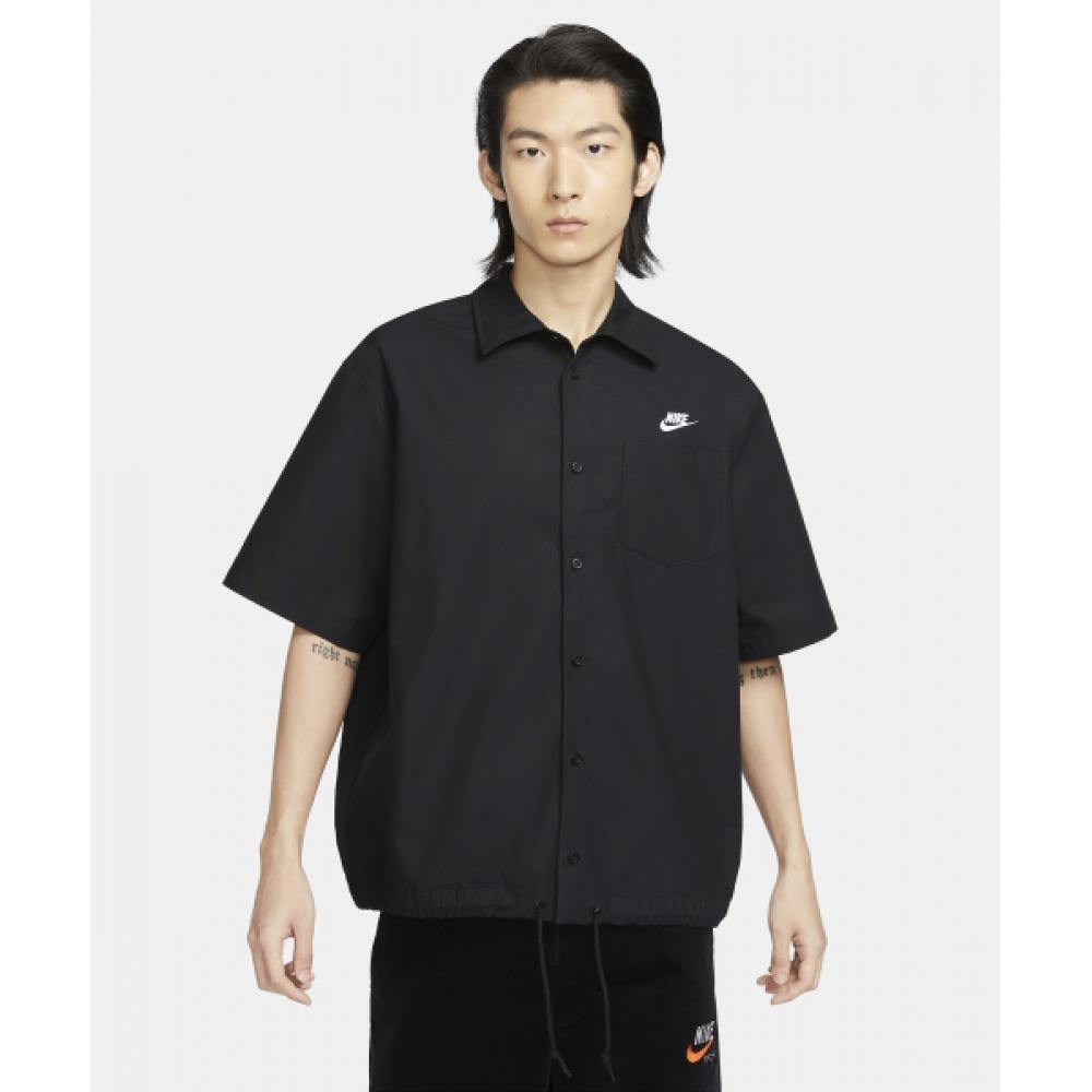 

NIKE Club Оксфордский топ на пуговицах с короткими рукавами M Черный Белый FN3903 010