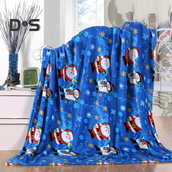Winter Christmas Blanket Snowflake Elk Printed Thickened Plush Machine Washable Office Nap Dormitory Home Bed Sofa Travel Cozy Warm Blanket