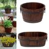 Barrel Planter Preservative Wooden Decorative Ornament Flower Bucket Pot for Backyard Garden