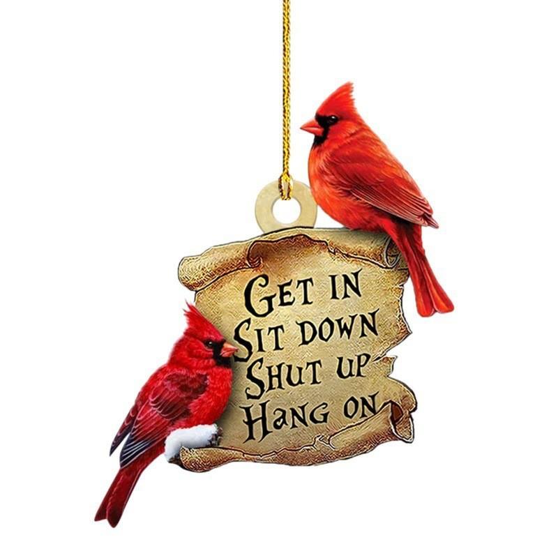 Acrylic Red Charming Bird Vehicle Hanging Decoration Fun Holiday Ornament For Car 78