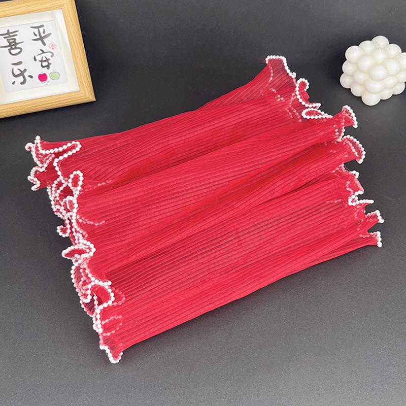 Korean Pearl Ruffle Gauze Floral Bouquet Wrapping Material - Pleated Mesh Wave Gauze
