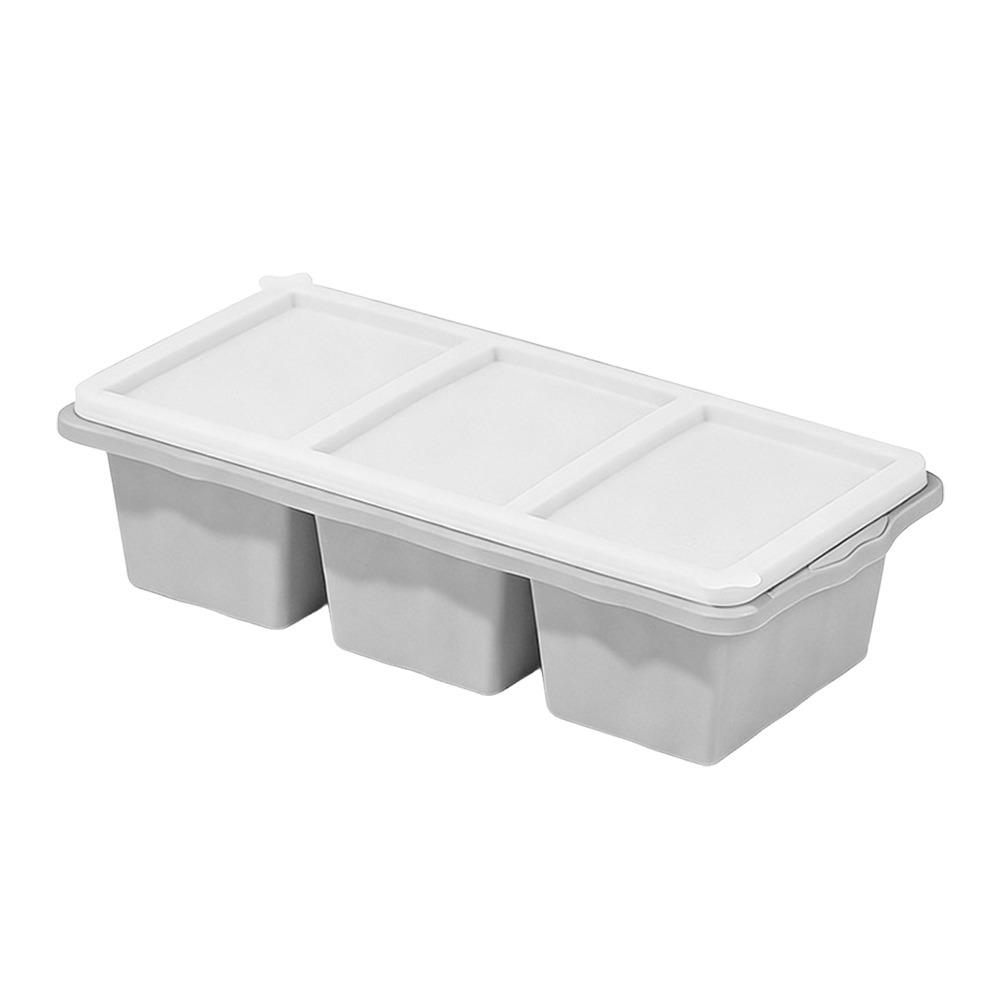 

New 3/4 Grids Ice Cube Mold with Lid Extra Large Ice Mold Silicone Reusable Food Sauce Storage