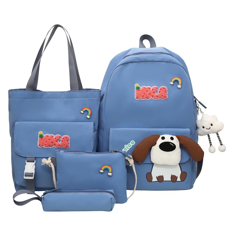 Four-Piece Backpack Set Dog Pattern Large Capacity Senior High School Student School Bag Multi-Functional Backpack