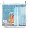 Funny Cute Cartoon Bathing Cat Dog Shower Curtains Bathroom Bathtub Decoration Waterproof Bath Curtain Home Decor With Hooks