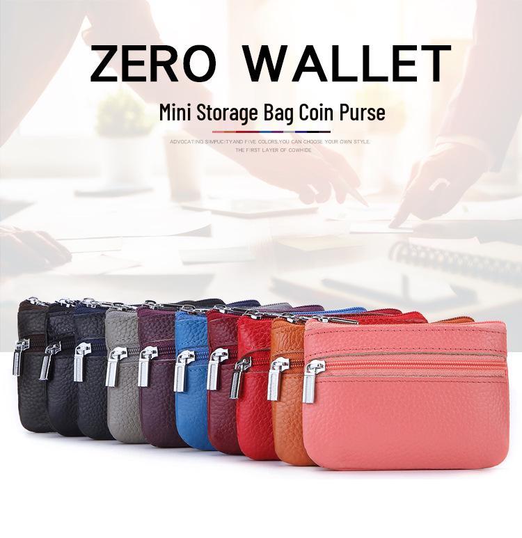 Portmonetka na monety i etui na klucze z licowej skóry bydlęcej w stylu koreańskim, zapinane na zamek