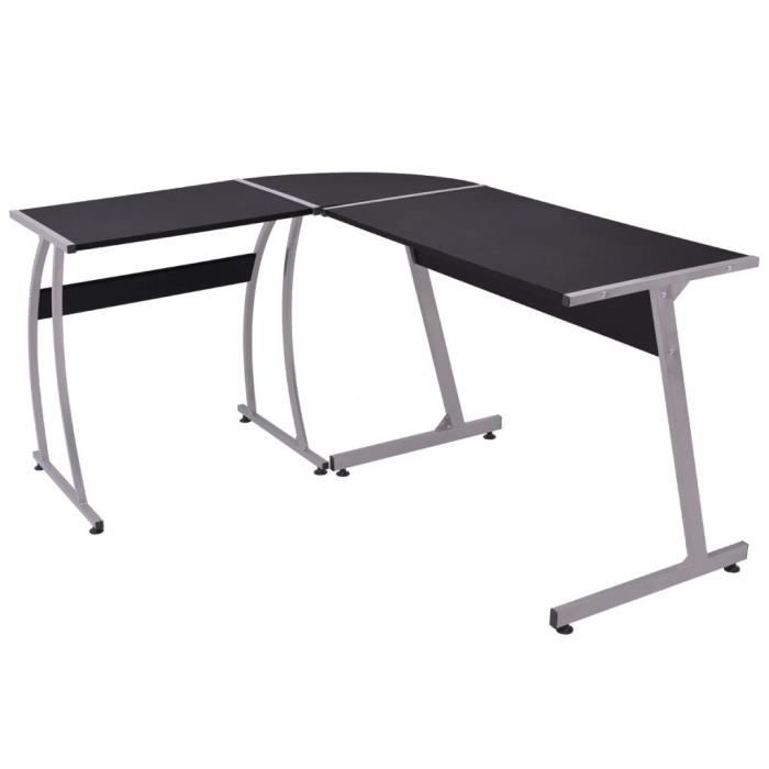 VidaXL Bureau d'angle en forme de L Noir 20132