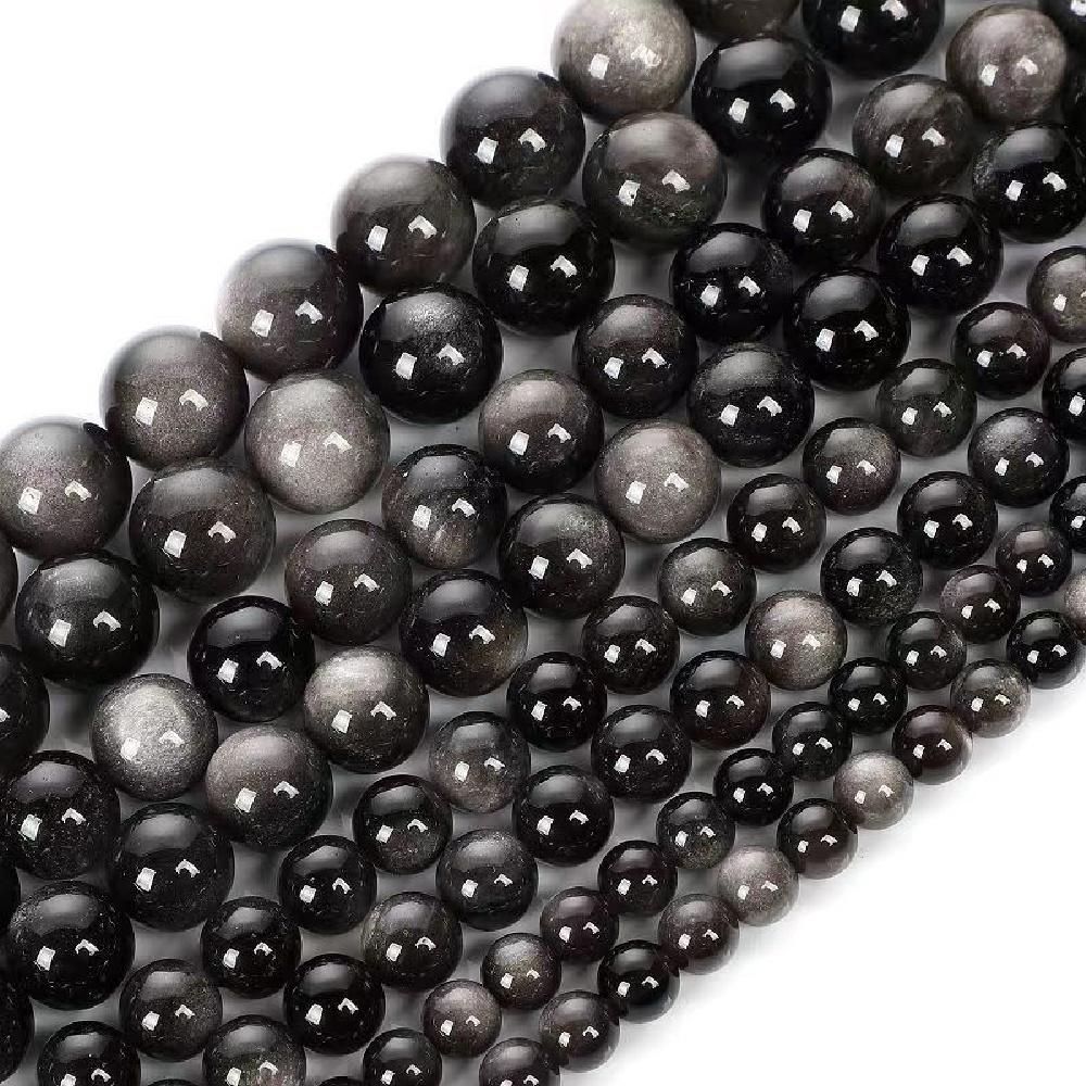 

Блестящий серебристый обсидиан, натуральные круглые бусины, нить 15 дюймов, гладкие свободные бусины-разделители 4/6/8/10/12 мм для изготовления ювелирных изделий, аксессуары для DIY браслетов Dia 8mm
