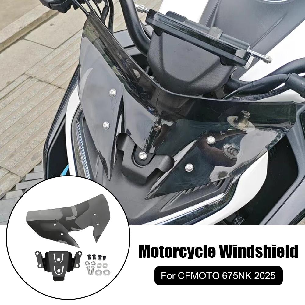 Windscreen With Bracket For CFMOTO 675NK 2026 Windshield Wind Deflector Fairing Visor Motorcycle Accessories Front Screen Glass