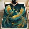 Two Phoenixes  Print Flannel Blanket, High Quality Comfortable for All Seasons, Home Decor, Warmth and Comfort