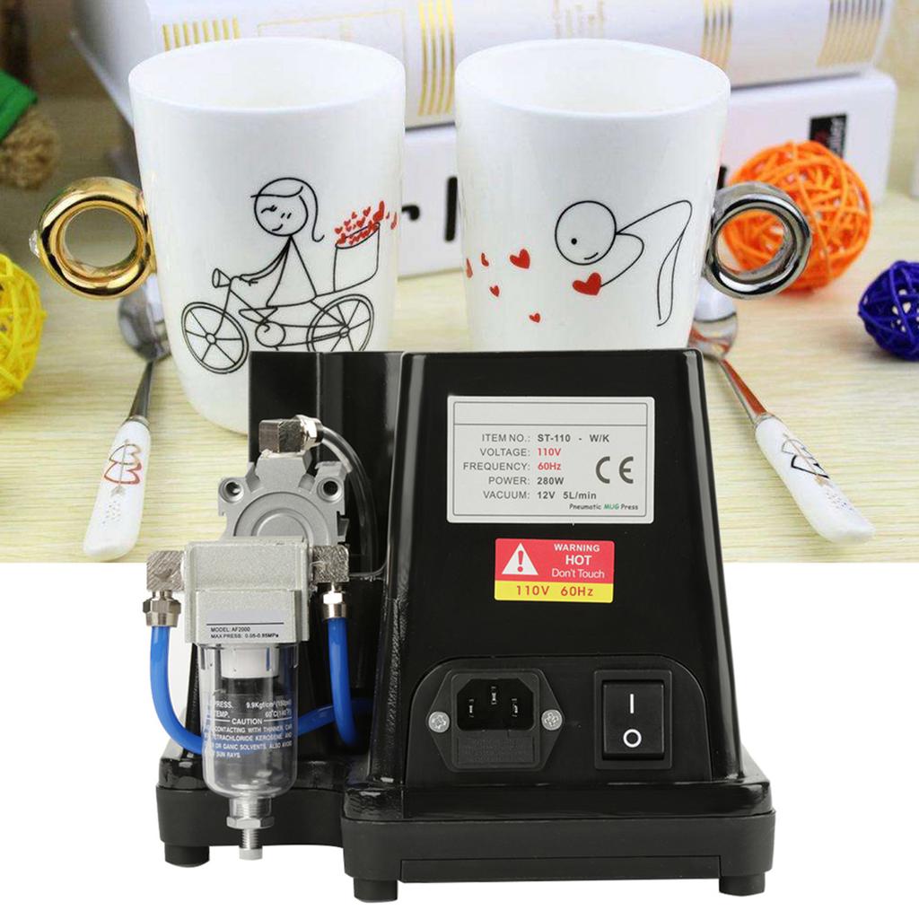 Pneumatic Auto Mug Transfer Sublimation Heat Press Machine ST 110 Black