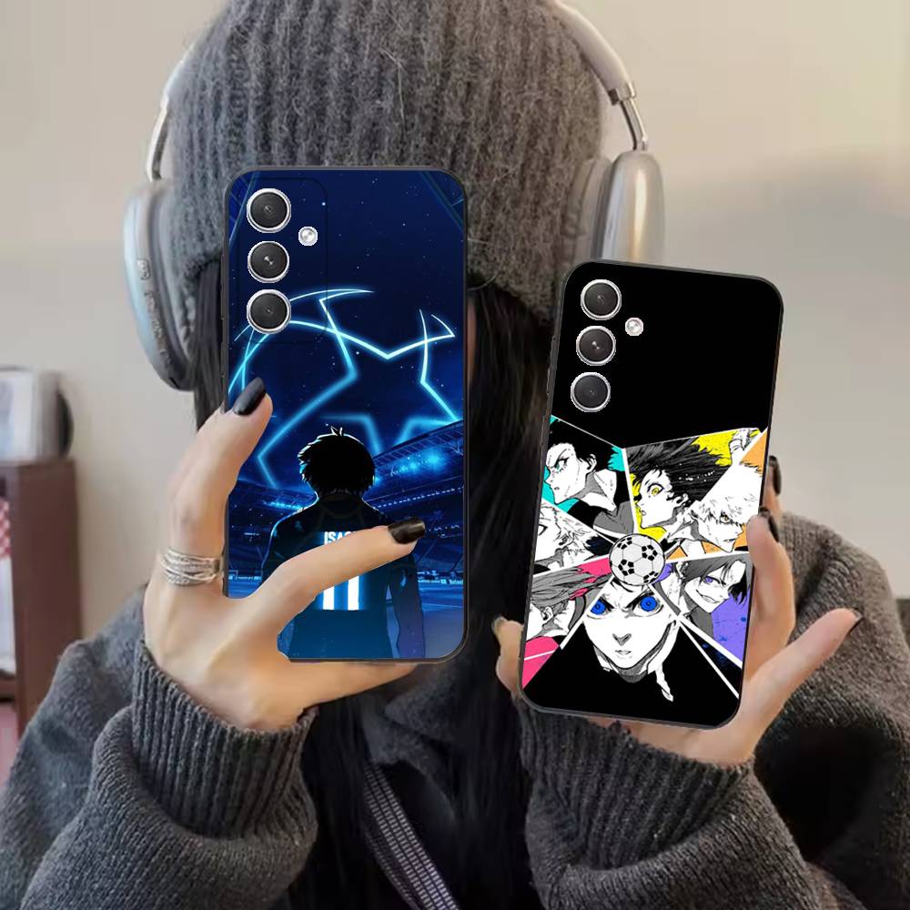 Comics B-Blue L-Lock Phone Case For Samsung S25,24,21,22,23,20,S30,Ultra,Plus, Fe,5G Silicone Cover