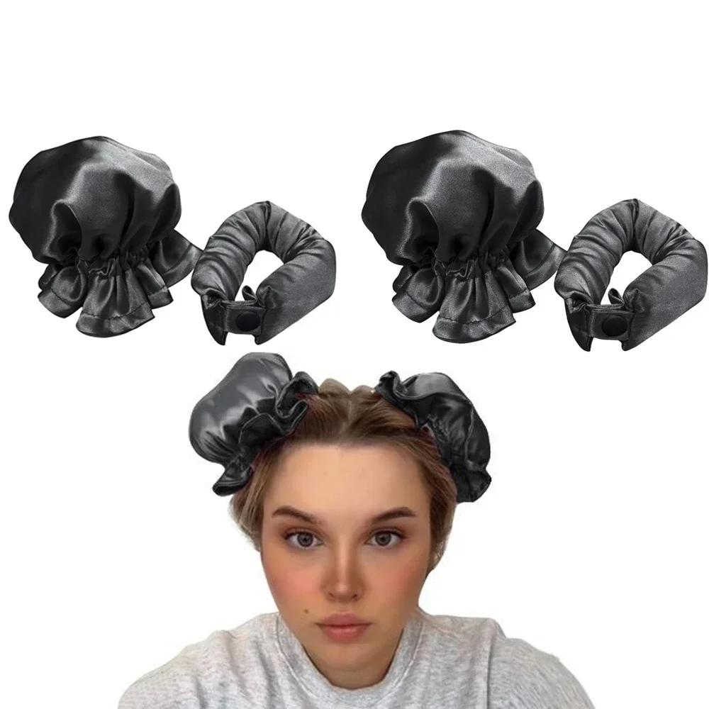 Heatless Hair Curler Satin Sleeping Cap Set No Heat Hair Rollers Curling Rod Headband Soft Curlers Lazy Curls Bonnet Night Hat