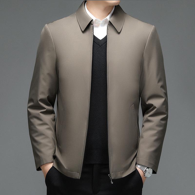 White Duck Down Jacket: Men's Hooded Casual Warm Coat with Removable Liner for Middle-Aged & Elderly