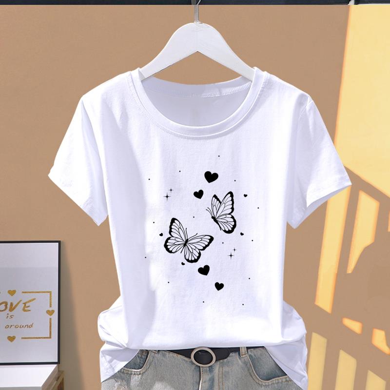 (Asian Size)  Print Casual sweet love trend style Women's Top Short Sleeve T-shirts Fashion Female T Clothing  Graphic Tee