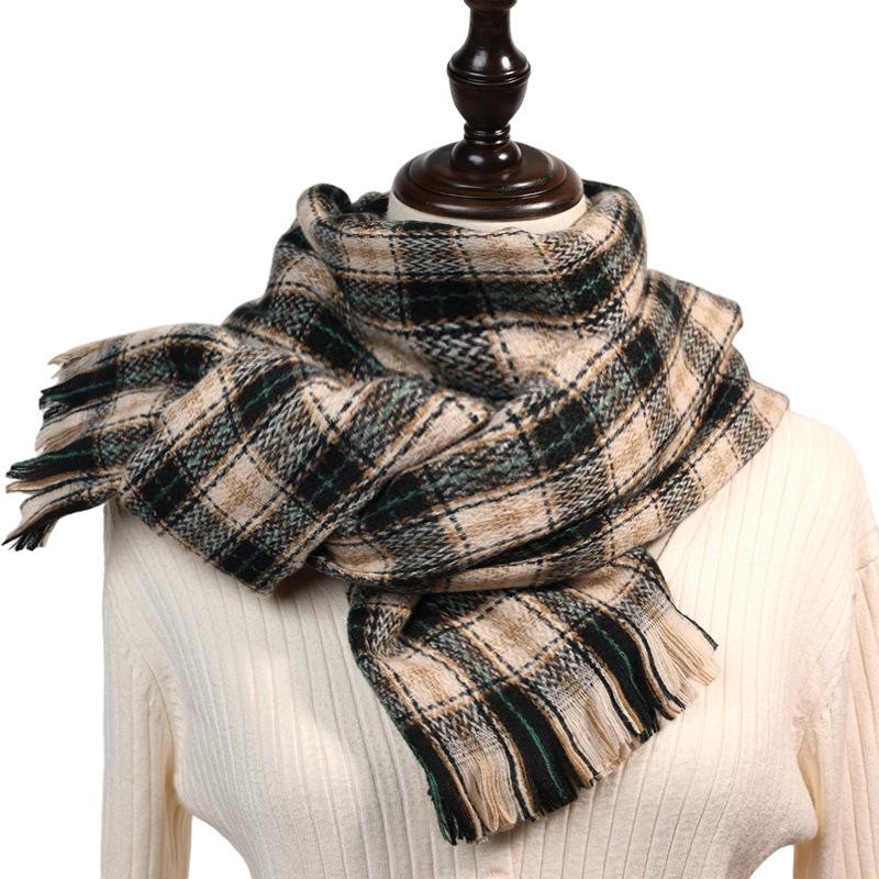 Gradual change of color plaid scarf female sweet warm fashion imitation cashmere scarf shawl autumn and winter new