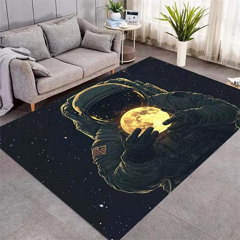 

3D Starry Night Astronaut Holding Moon Themed Area Rug Space Enthusiast Home Decoration Bedroom Living Room Anti Slip Mat 40x60cm