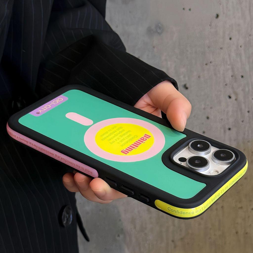 Dopamin-Farbe Magnetische Anti-Kollisions-Handyhülle für iPhone 16/15 Pro Max