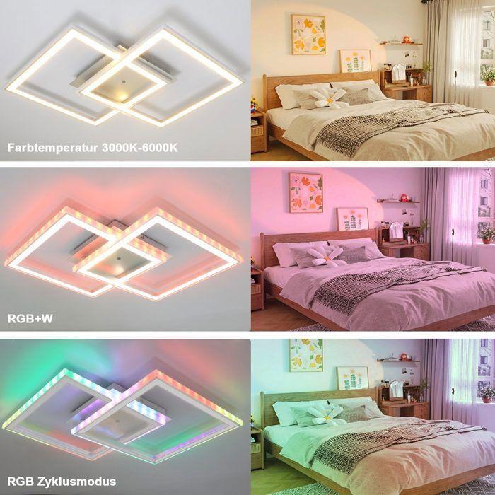 Plafonnier LED - NETTLIFE - 45 cm - 40W - Dimmable (télécommande) - Multicolore